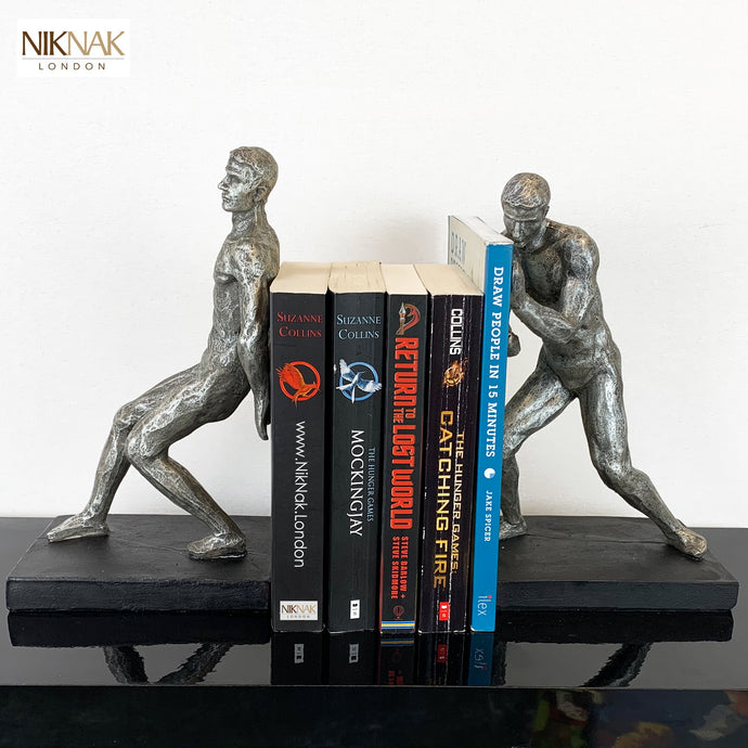 Muscle Men Book Ends - Silver Style