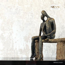 Romantic embrace on a rustic bench